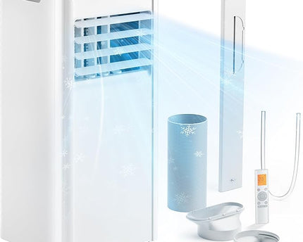Climatiseur mobile 9000 BTU (+30m²) 2,6 kW (avec télécommande), climatiseur portable quatre en un, fonctionnement silencieux, écran LED, minuterie 24 heures